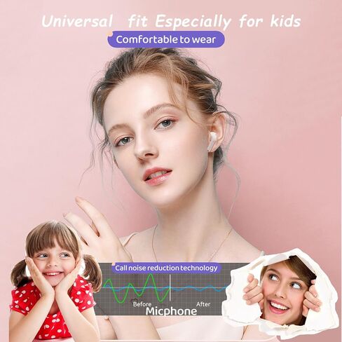 True Wireless Green Cute Earbuds Bluetooth Kawaii Headphones for Girls Small Mini Tiny Ear Buds for Kids Noise Cancelling Earbuds TWS Earphones Kids Wireless Earbuds for iPhone Android in Kuwait
