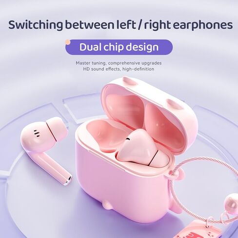 True Wireless Green Cute Earbuds Bluetooth Kawaii Headphones for Girls Small Mini Tiny Ear Buds for Kids Noise Cancelling Earbuds TWS Earphones Kids Wireless Earbuds for iPhone Android in Kuwait