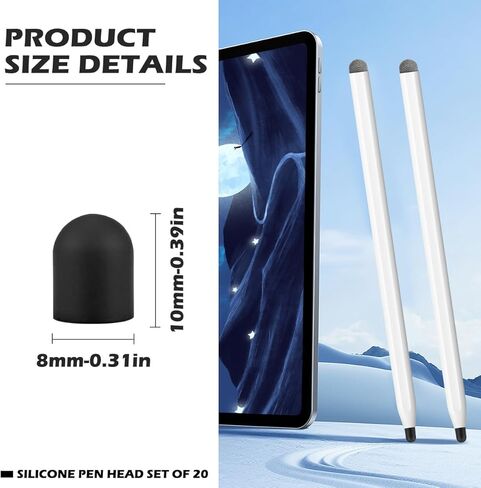 20Pcs Replacement Tips Silicone Rubber Touch Screen Pens Tips for Touch Pen (6 * 6mm) in Kuwait