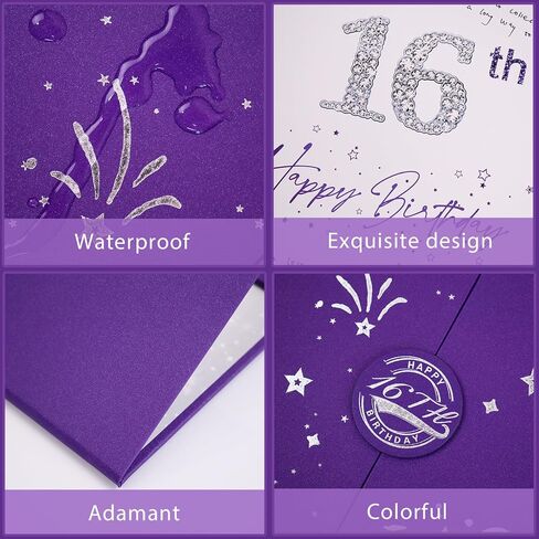 Crenics Sweet 16 زينة عيد الميلاد، بديل كتاب ضيف عيد الميلاد السادس عشر الإبداعي، كتاب توقيع عيد الميلاد السادس عشر باللونين الأرجواني والفضي، مقاس 12 بوصة × 18 بوصة، هدايا رائعة لعيد الميلاد بعمر 16 عامًا للفتيات in Kuwait
