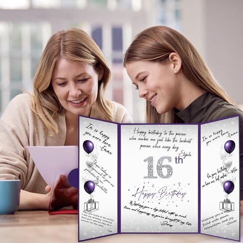 Crenics Sweet 16 زينة عيد الميلاد، بديل كتاب ضيف عيد الميلاد السادس عشر الإبداعي، كتاب توقيع عيد الميلاد السادس عشر باللونين الأرجواني والفضي، مقاس 12 بوصة × 18 بوصة، هدايا رائعة لعيد الميلاد بعمر 16 عامًا للفتيات in Kuwait