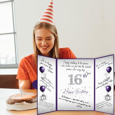 Crenics Sweet 16 زينة عيد الميلاد، بديل كتاب ضيف عيد الميلاد السادس عشر الإبداعي، كتاب توقيع عيد الميلاد السادس عشر باللونين الأرجواني والفضي، مقاس 12 بوصة × 18 بوصة، هدايا رائعة لعيد الميلاد بعمر 16 عامًا للفتيات in Kuwait