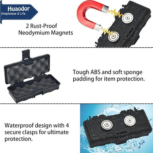 Hide Key Magnetic Key Box Under Car - Huaodor Car Hide a Key Magnetic Waterproof | Key Magnet For Under Car | Magnet Key Holder For Under Car with 2 strong neodymium magnets (Black） in Saudi Arabia
