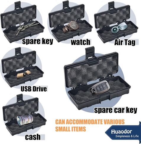 Hide Key Magnetic Key Box Under Car - Huaodor Car Hide a Key Magnetic Waterproof | Key Magnet For Under Car | Magnet Key Holder For Under Car with 2 strong neodymium magnets (Black） in Saudi Arabia