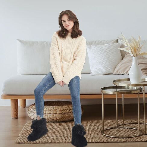 Forfoot Women's Slippers Cozy Fleece House Indoor Slipper Boots Non Slip Indoor Shoes in Kuwait