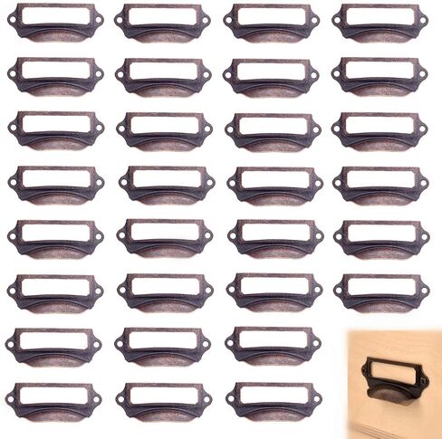 Office Library File Drawer Tag Frame Label Holder Pull Handle 30Pcs (Brass) in Saudi Arabia
