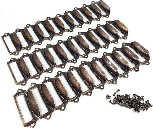 Office Library File Drawer Tag Frame Label Holder Pull Handle 30Pcs (Brass) in Saudi Arabia