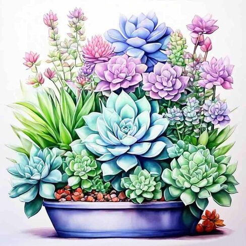 Diamond Painting Kits for Adults, Succulents Potted Plants 5D Diamond Art Painting by Numbers Kits, Full Round Drill Diamond Paintings, DIY Diamond Art Kits for for Home Wall Decor,12x12 inch in Saudi Arabia
