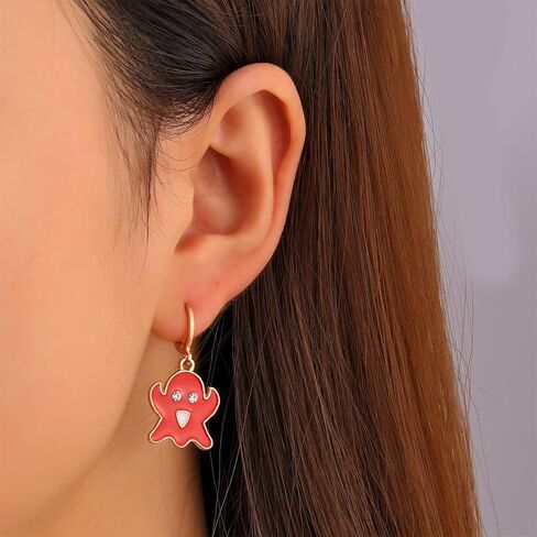 4/5/6 Pairs Cute Small Hoop Earrings Set Colorful Y2k Enamel Earring Yin Yang Heart Flowers Charm Weird Dangle Hoops Trendy Gold Hypoallergenic Aesthetic Earrings Pack for Women Girls in Saudi Arabia