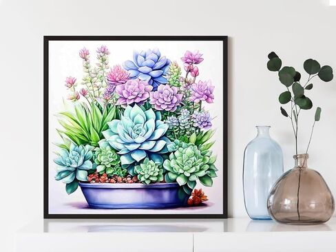 Diamond Painting Kits for Adults, Succulents Potted Plants 5D Diamond Art Painting by Numbers Kits, Full Round Drill Diamond Paintings, DIY Diamond Art Kits for for Home Wall Decor,12x12 inch in Saudi Arabia