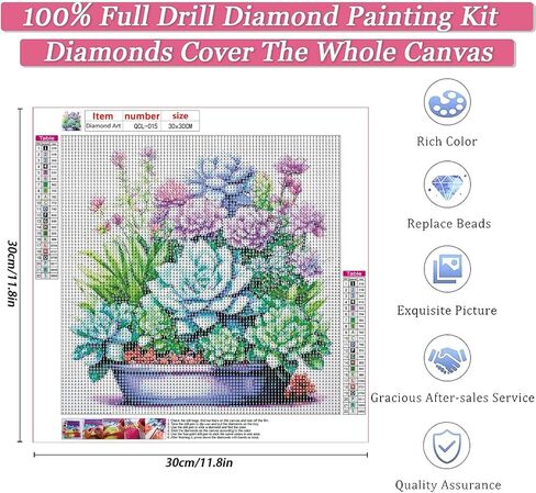 Diamond Painting Kits for Adults, Succulents Potted Plants 5D Diamond Art Painting by Numbers Kits, Full Round Drill Diamond Paintings, DIY Diamond Art Kits for for Home Wall Decor,12x12 inch in Saudi Arabia