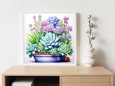 Diamond Painting Kits for Adults, Succulents Potted Plants 5D Diamond Art Painting by Numbers Kits, Full Round Drill Diamond Paintings, DIY Diamond Art Kits for for Home Wall Decor,12x12 inch in Saudi Arabia