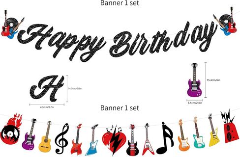 Guitar Birthday Party Supplies Banners, Music Note Guitar Party Banners Guitar Banners For Rock Guitar Baby Shower Supplies. in Saudi Arabia