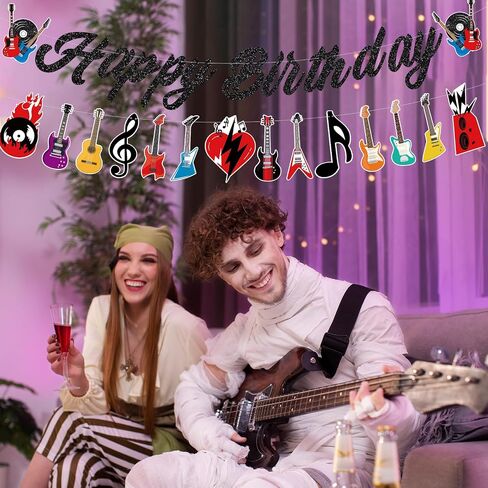 Guitar Birthday Party Supplies Banners, Music Note Guitar Party Banners Guitar Banners For Rock Guitar Baby Shower Supplies. in Saudi Arabia