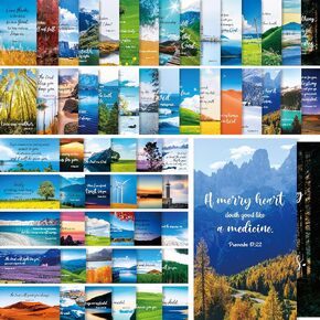 Gethelud 200 PCS Bible Verse Cards, 60 Delicate Designs Mini Prayer Cards with Beautiful Scenery Motivational Inspirational Quote Cards for Religious Christian Women Woman