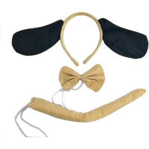 Kids Halloween Puppy Dog Lion Milk Cow Headband Bow Tie Tail Accessories Set Halloween Dress Up Costume