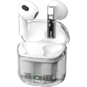 True Wireless Earbuds Bluetooth in Ear Headphones for iPhone Android Transparent Blue Tooth 5.3 Ear Buds Deep Bass TWS Wireless Earphones with Microphone Cordless Earbud with Charging Case Orange in Kuwait