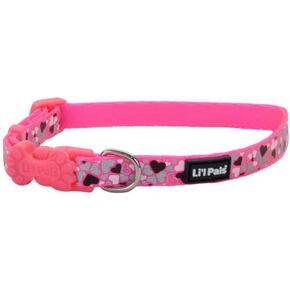 Coastal Pet - Li’l Pals Reflective Dog Collar - Teal Orange Paws - 3/8" x 6"-8"
