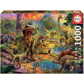Educa - Land of Dinosaurs - 1000 Piece Jigsaw Puzzle - Puzzle Glue Included - Completed Image Measures 26.8" x 18.9" - Ages 14+ (17655)