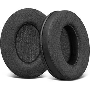 SOULWIT Earpads Replacement for Sennheiser HD202/HD202II/HD203/HD212/HD212-Pro/HD437/HD447/HD457/HD477/HD497/EH150/EH250/EH350/HD62-TV/HD65-TV, Ear Pads Cushions with Football Texture Fabric - Black
