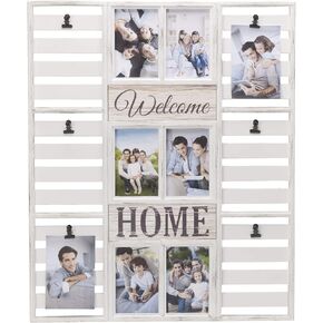 MELANNCO 12-Opening Wall Collage Welcome Home, Distressed White,4 x 6 Inch