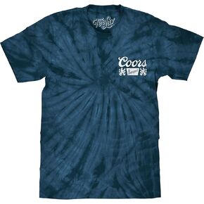 Tee Luv Men's Coors Banquet Shirt - Navy Tie Dye Coors Beer Logo T-Shirt