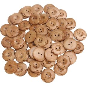 ULTNICE 50pcs Sewing Buttons Round Flower 2 Holes Wooden Buttons 30mm Random Color