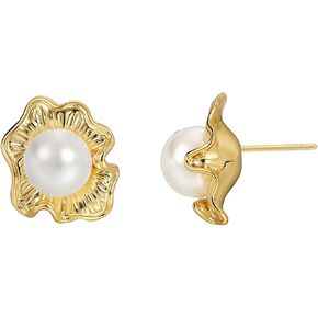 Turquoise Stud Earrings 18K Gold Plated 925 Sterling Silver Post Hypoallergenic Triangle Gold Turquoise Stud Earrings for Women