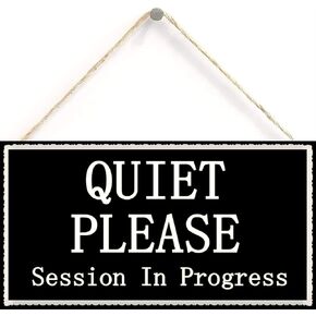 Quiet Please Session in Progress Functional Small Office/Home Treatment Room Hanging Door Sign 12 inch by 6 inch