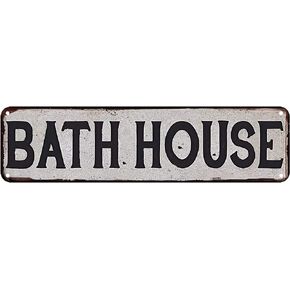 Bath House Vintage Look Rustic Metal Sign Plaque Retro Tin Sign 4x16 inch