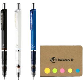 Zebra DelGuard Mechanical Pencil 0.3mm, 3 Color Body (Violet/Light Blue/Pink), Sticky Notes Value Set