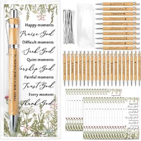30 Set Christian Religious Gifts Bulk Include Bible Verse Bamboo Pens and Inspirational Bookmarks Scripture Biblical Church Faith Based Sunday School Gift