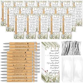 30 Set Christian Religious Gifts Bulk Include Bible Verse Bamboo Pens and Inspirational Bookmarks Scripture Biblical Church Faith Based Sunday School Gift