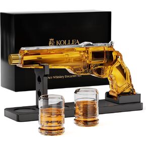 Gun Whiskey Decanter Sets for Men, Kollea Liquor Decanter Set with Glass, Unique Birthday Gift Ideas for Men Dad Father, Cool Anniversary Stuff Gifts for Him Husband, Dispenser for Bar Drinking Party