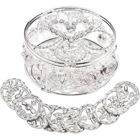 Wedding Arras Coins Set, Arras De Boda Catolica, Arras Para Boda Catolica Silver Gift Box with 13 Coins Decorative Rhinestone Crystals,Arras De Boda Cristiana,Regalos de Boda,Arras de Matrimonio