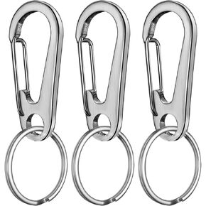 Key Ring Keychain Keyrings, Stainless Steel Key Chain Holder Carabiner Clip Key Organizer for Lanyard,Dog Tag Clip
