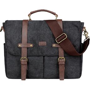 Stylish 15.6 inch Canvas Laptop Bag Messenger Bag Briefcase Vintage Crossbody Shoulder Bag Military Satchel for Men YL-01