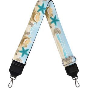 GOSTONG Starfish Seashell Summer Wide Purse Straps Beach Sea Water Adjustable Crossbody Strap Easy to Install Shoulder Straps for Handbag, Shoulder Bag, Camera Bag Canvas Guitar Straps