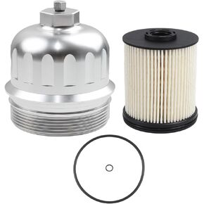 Billet Fuel Filter Housing Cap with TP1015 Fuel Filter Compatible with 2017-2020 Chevrolet Silverado 2500HD/3500HD GMC Sierra 2500HD/3500HD 6.6L L5P Duramax Diesel Replaces 134001