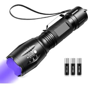 Black Light ,Flashlight, LED UV Torch 2 in 1 Blacklight with 500LM Highlight, 4 Mode, Waterproof for Pet Clothing Food Fungus Detection/Night Fishing/Travel