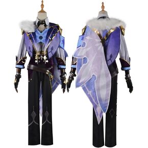 Game Kaeya Alberich Cosplay Costume Fur Collar Jacket Pants Suit Halloween Outfit Uniform Clothes with Cloak