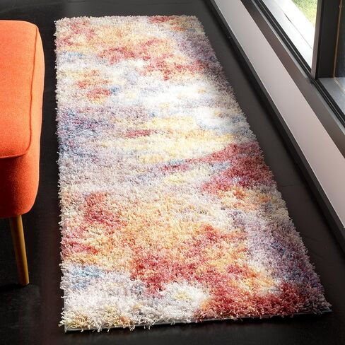 مجموعة SAFAVIEH Gypsy Shag Collection 2'3" x 6' الصدأ/العاج GYP520A مجردة مدخل بهو غرفة المعيشة غرفة النوم المطبخ 2 بوصة سجادة عداء سميكة in Saudi Arabia