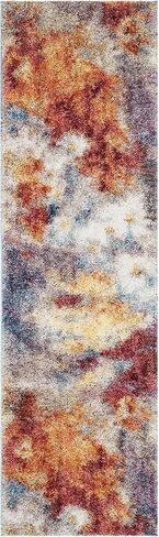 مجموعة SAFAVIEH Gypsy Shag Collection 2'3" x 6' الصدأ/العاج GYP520A مجردة مدخل بهو غرفة المعيشة غرفة النوم المطبخ 2 بوصة سجادة عداء سميكة in Saudi Arabia