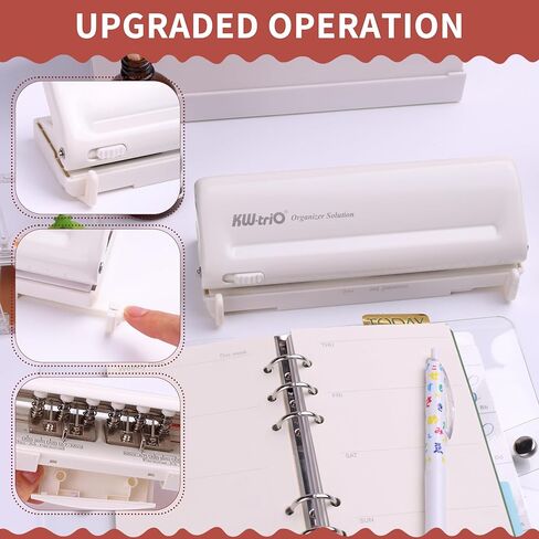 Adjustable 6 Hole Punch, Kaluofan 6 Hole and 9 Hole Punch with Positioning Mark, Happy Planner Hole Punch, 8 Sheet Capacity, for A4 / A5 / A6 / A7 / B5 / Mini/Personal/Deskfax in Kuwait