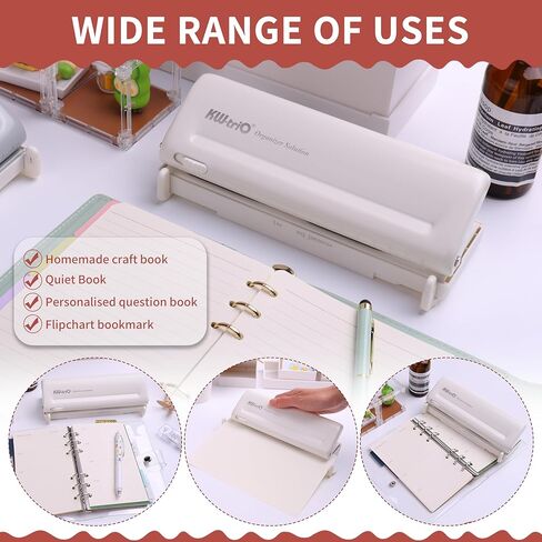 Adjustable 6 Hole Punch, Kaluofan 6 Hole and 9 Hole Punch with Positioning Mark, Happy Planner Hole Punch, 8 Sheet Capacity, for A4 / A5 / A6 / A7 / B5 / Mini/Personal/Deskfax in Kuwait