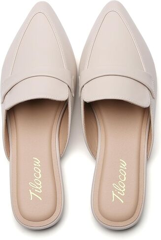 Tilocow Slip On Mules for Women Open Back Closed Pointed Toe Flats Womens Business Work Shoes Flavor Slides in Kuwait