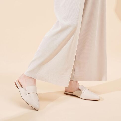 Tilocow Slip On Mules for Women Open Back Closed Pointed Toe Flats Womens Business Work Shoes Flavor Slides in Kuwait