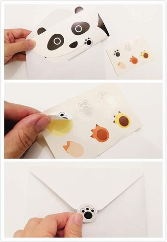 Cute Lovely Animal Cartoon Letter Writing Stationery Paper, Greeting Card, Thank You Card, 12pcs with Envelopes and Animal Stickers，Size 6.3" X 8.3" Paper, – Panda Bear Fox Leopard Pig Rabbit in Saudi Arabia