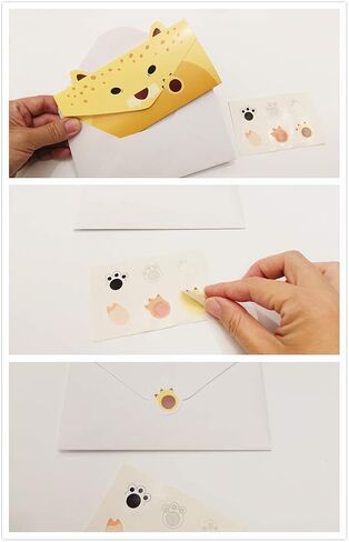 Cute Lovely Animal Cartoon Letter Writing Stationery Paper, Greeting Card, Thank You Card, 12pcs with Envelopes and Animal Stickers，Size 6.3" X 8.3" Paper, – Panda Bear Fox Leopard Pig Rabbit in Saudi Arabia