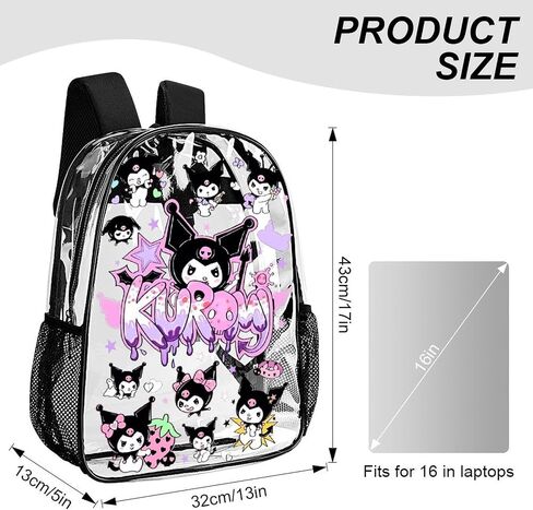 Cute Character Clear Backpack, Clear Backpack, 17 Inch PVC Heavy Duty Bookbag, Large Transparent School Bag, Style D in Saudi Arabia